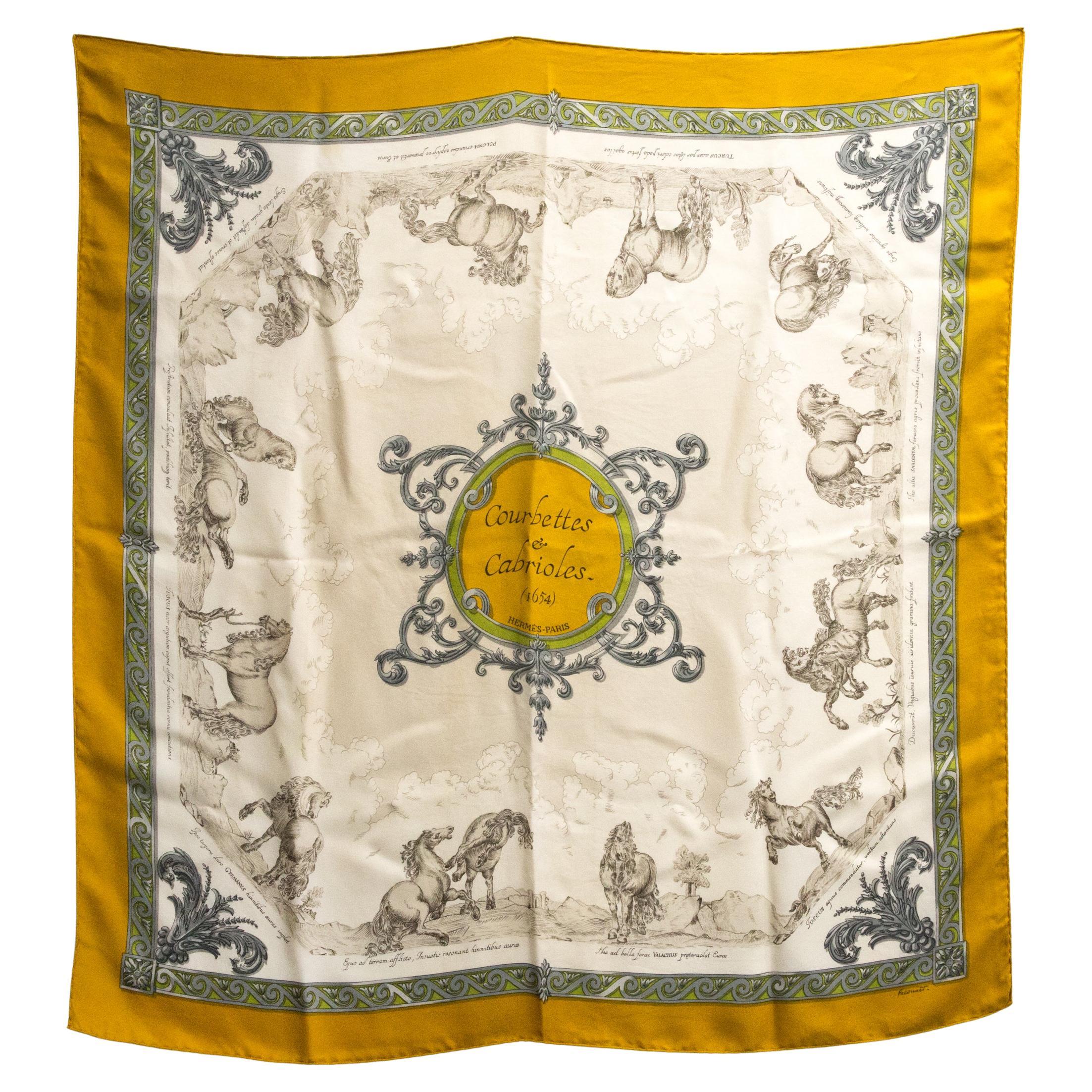 1962 Hermes Courbettes et Cabrioles by F Faconnet Silk Scarf
