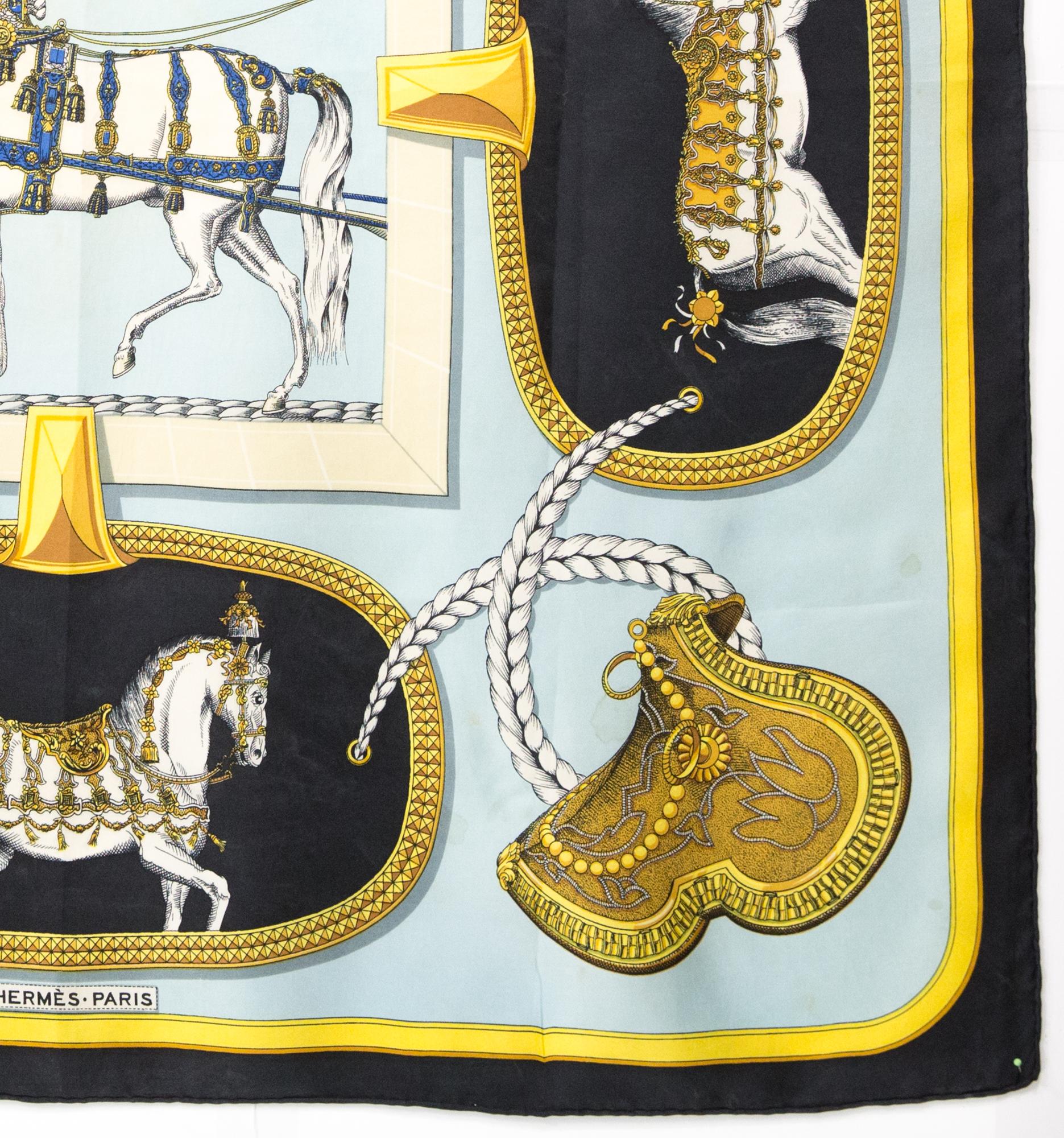 1962 Hermes Grand Apparat by Jacques Eudel Silk Scarf In Good Condition For Sale In Paris, FR