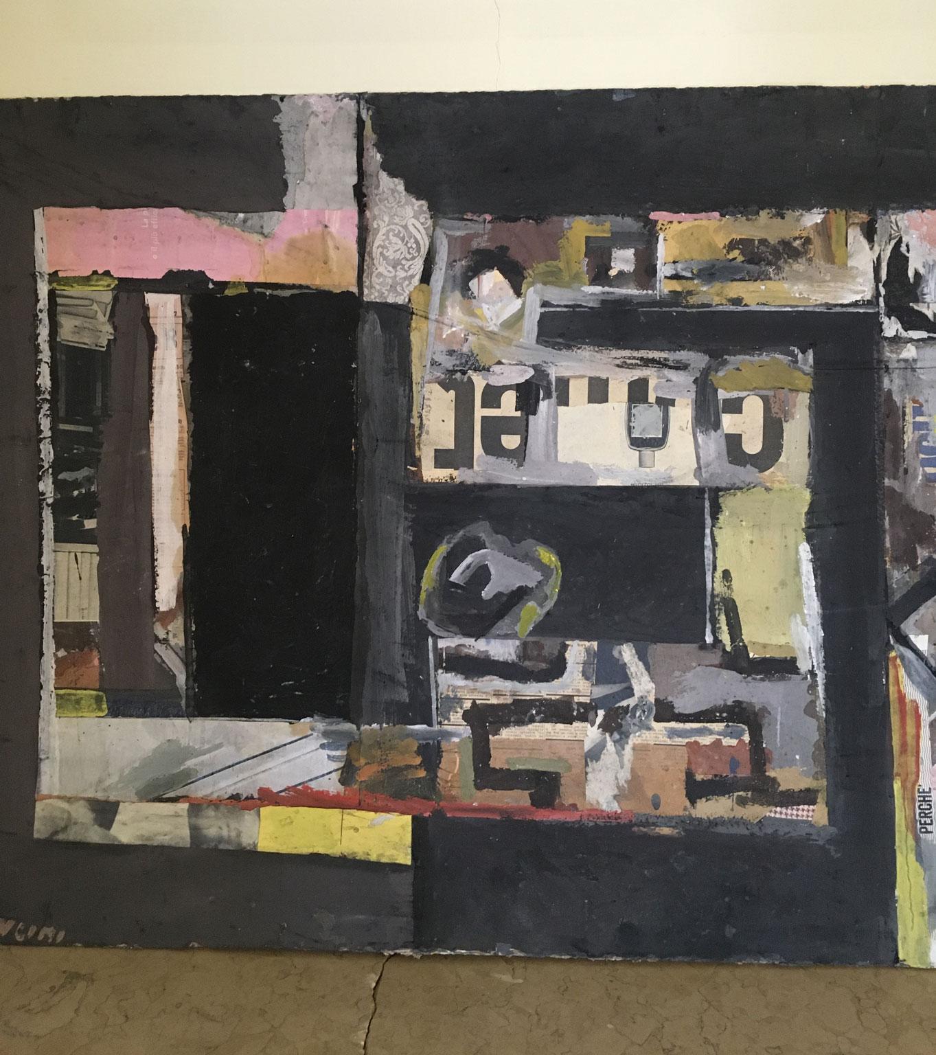 1962 Italy Abstract Painting and Paper Collage by Ermete Lancini  For Sale 5