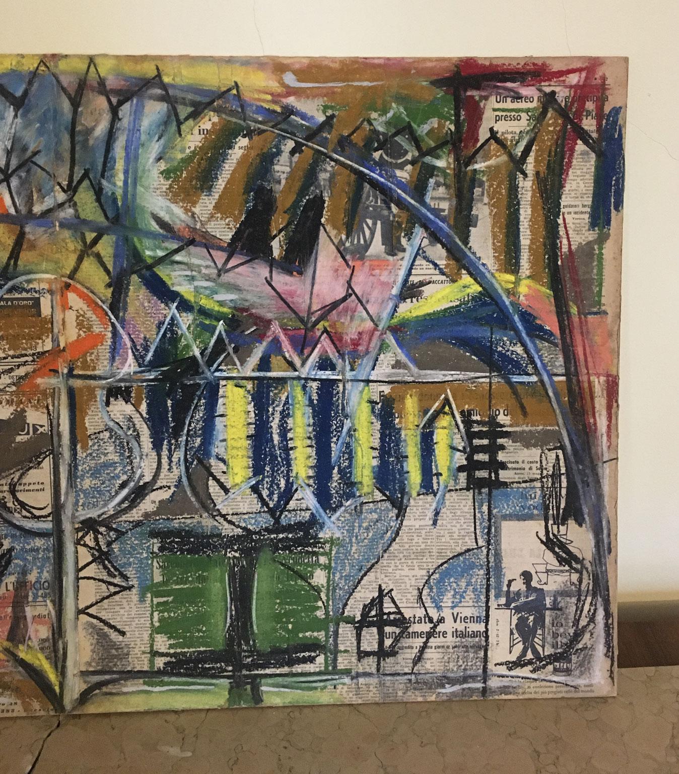 1962 Italie Peinture abstraite et collage de papier par Ermete Lancini en vente 6