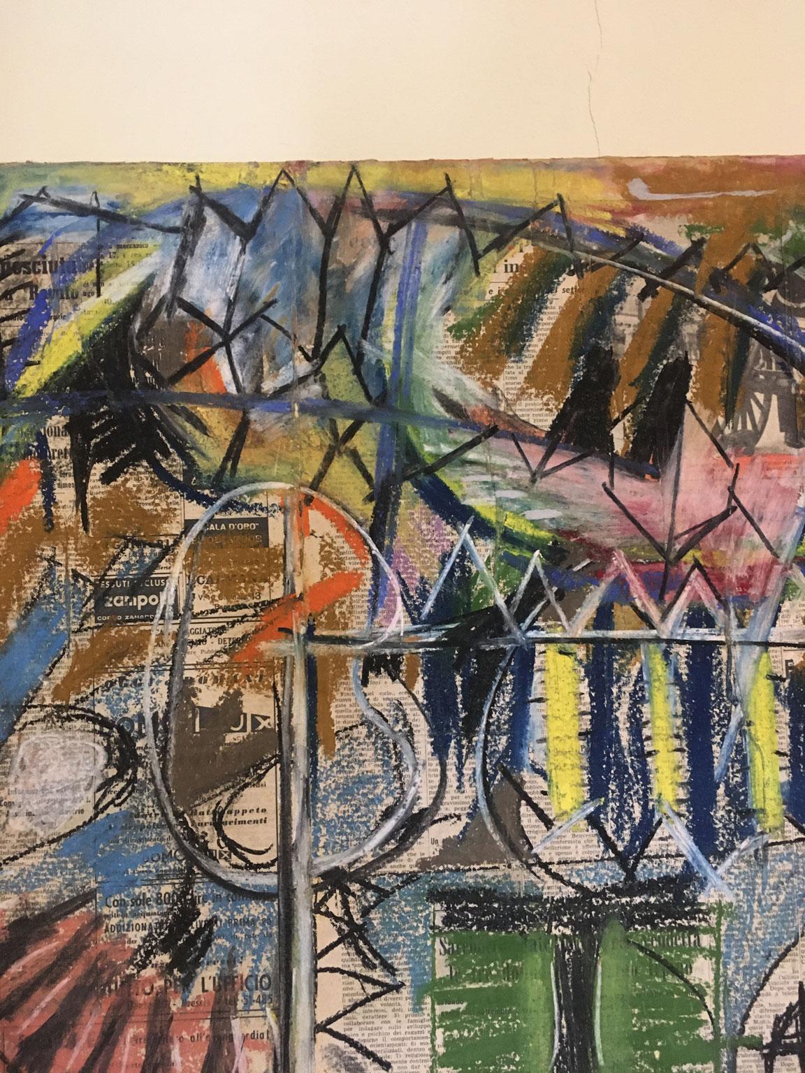 1962 Italie Peinture abstraite et collage de papier par Ermete Lancini en vente 1
