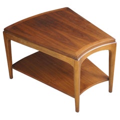1962 Lane Mid Century Modern Walnut 'Rhythm' Wedge Two Tier Side End Table MCM