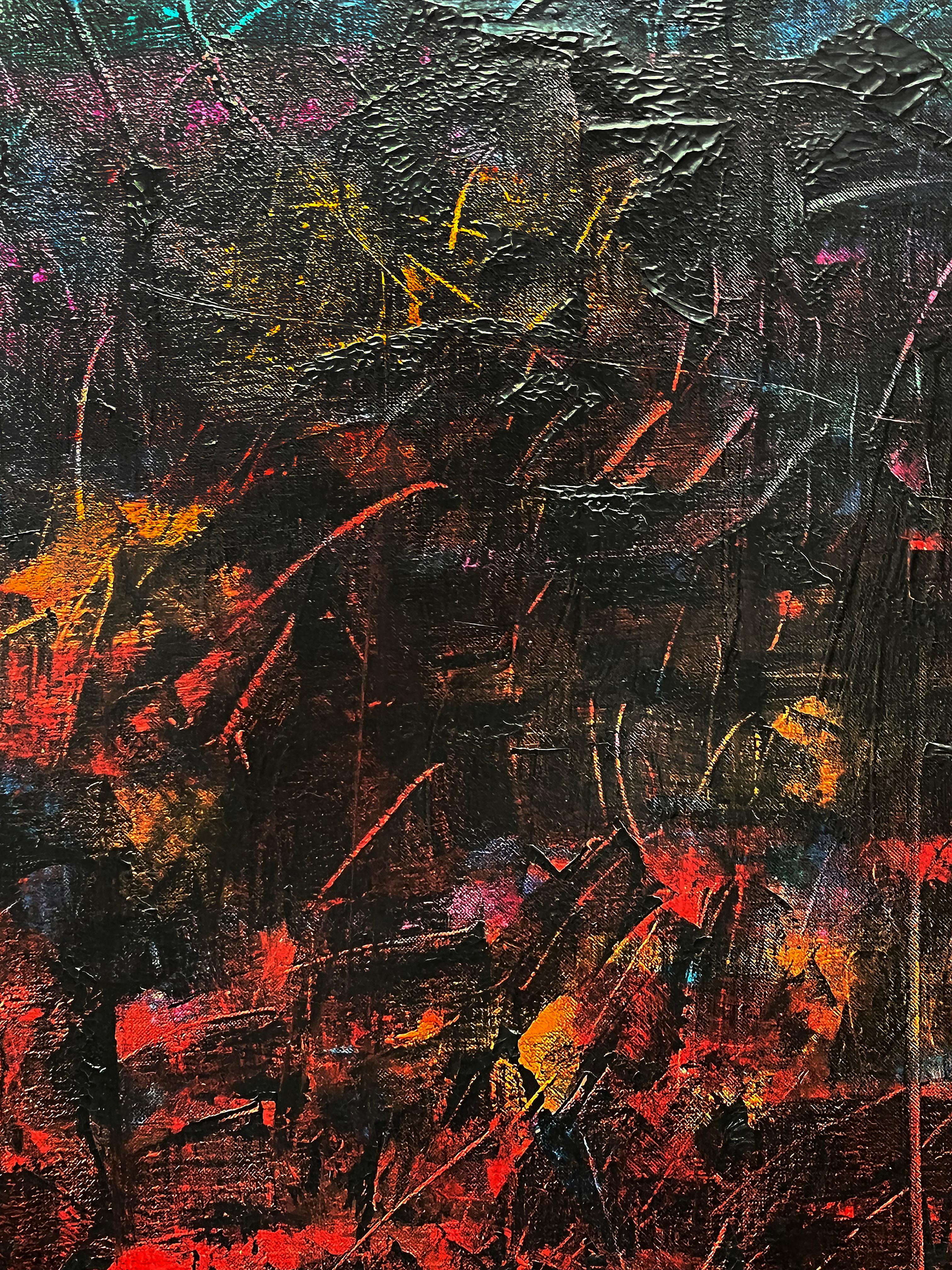 1962 Large Mid-century Abstract Oil Painting, Stanley Landsman  