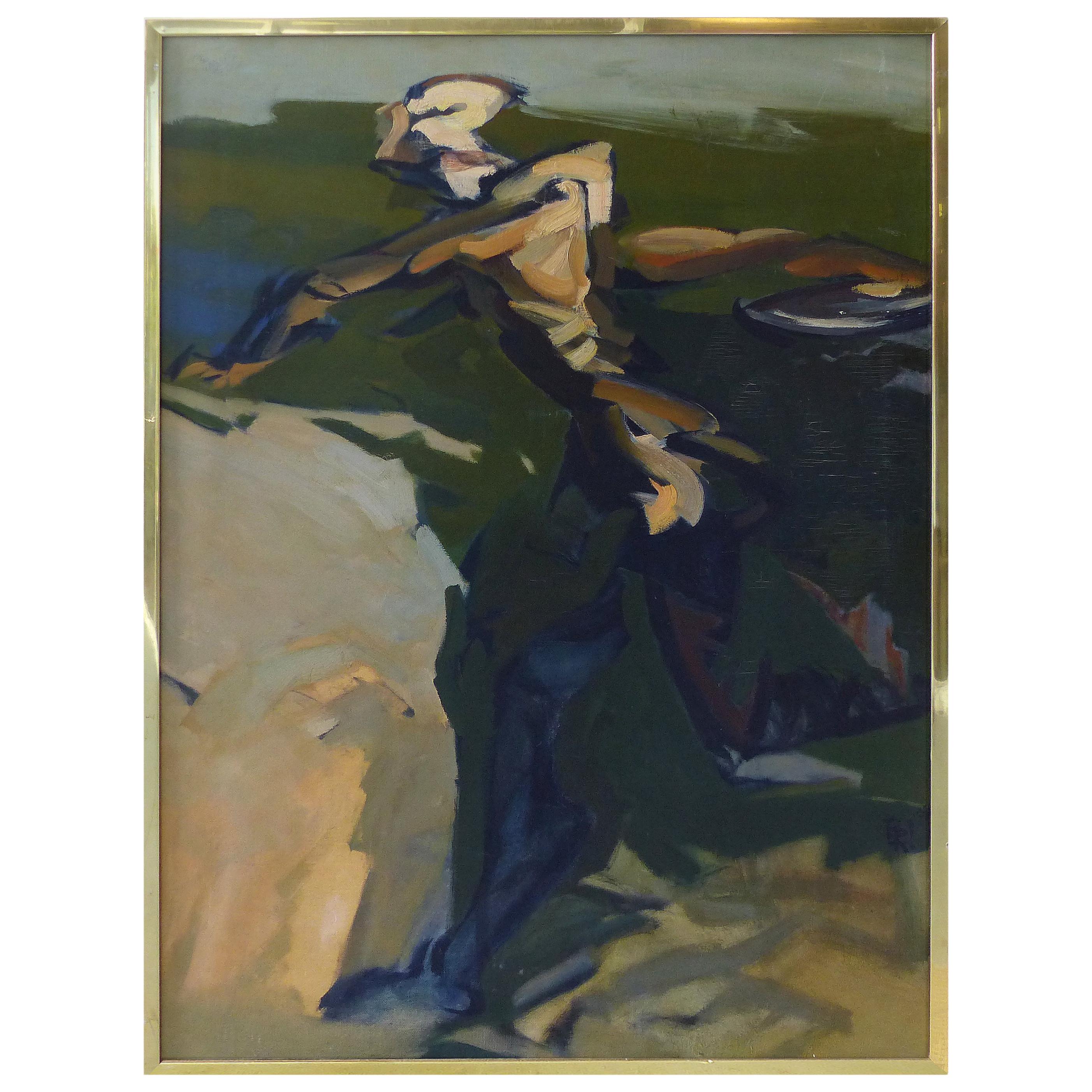 1962 Large Mid-Century Modern Figurative Abstract Painting