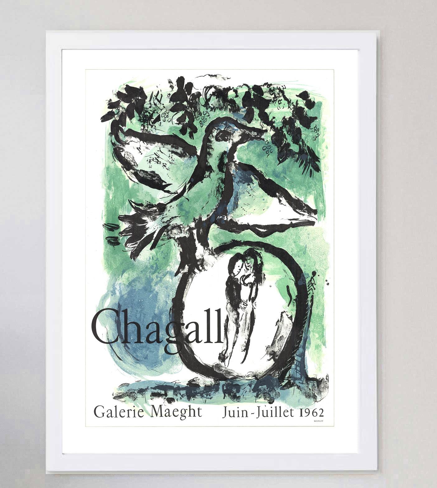 Francese 1962 Marc Chagall -  Oiseau Vert Poster originale d'epoca in vendita