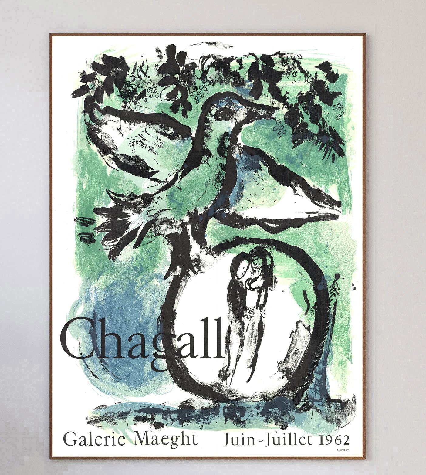 Metà XX secolo 1962 Marc Chagall -  Oiseau Vert Poster originale d'epoca in vendita