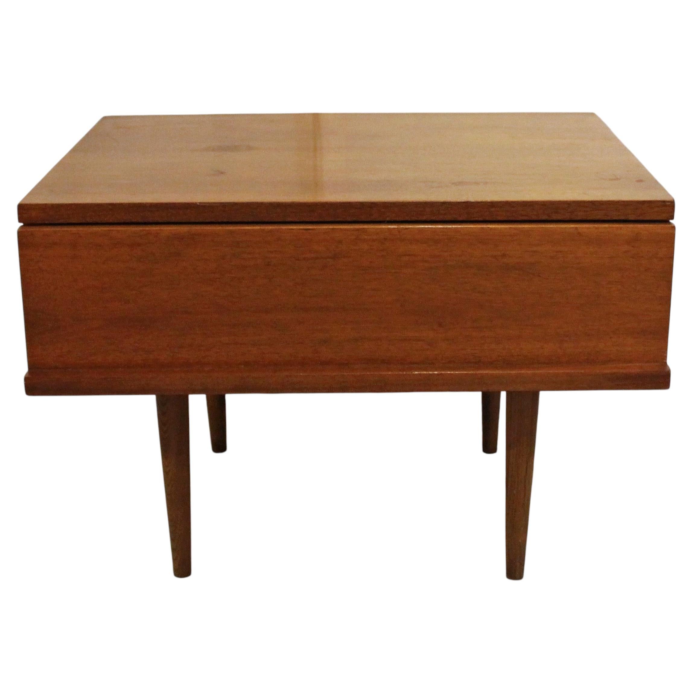 1962 Mel Smilow Walnut & Oak Side Table with Drawer For Sale
