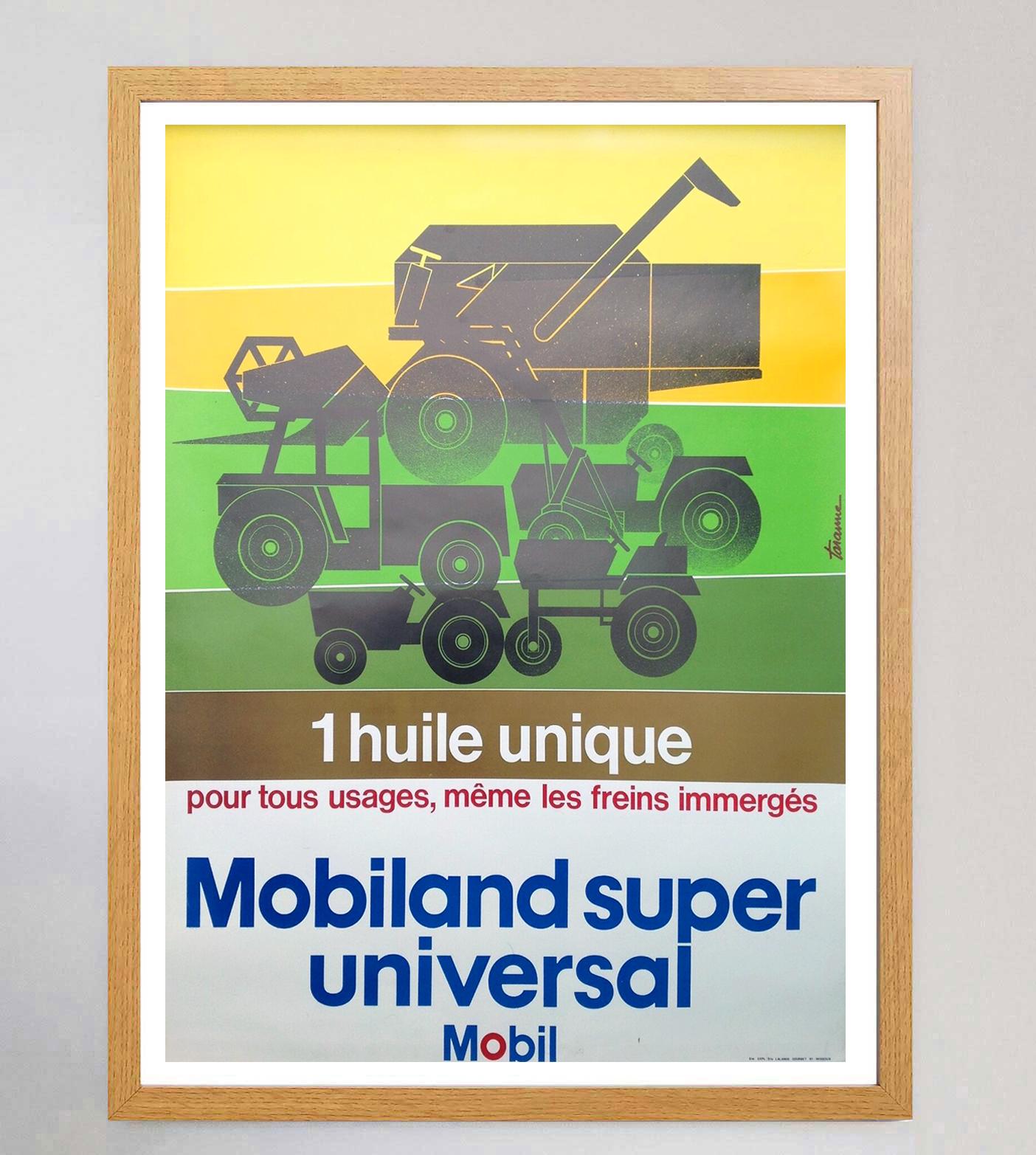 French 1962 Mobil Oil - Mobiland Super Universal Original Vintage Poster For Sale