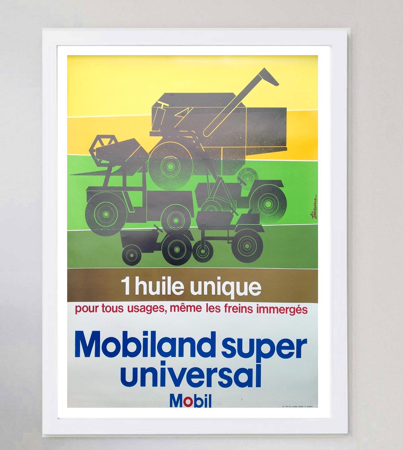 1962 Mobil Oil - Mobiland Super Universal Original Vintage Poster In Good Condition For Sale In Winchester, GB