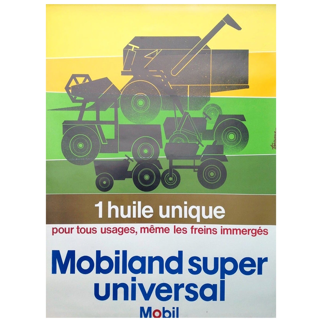 Affiche originale Mobil Oil - Mobiland Super Universal, 1962 en vente
