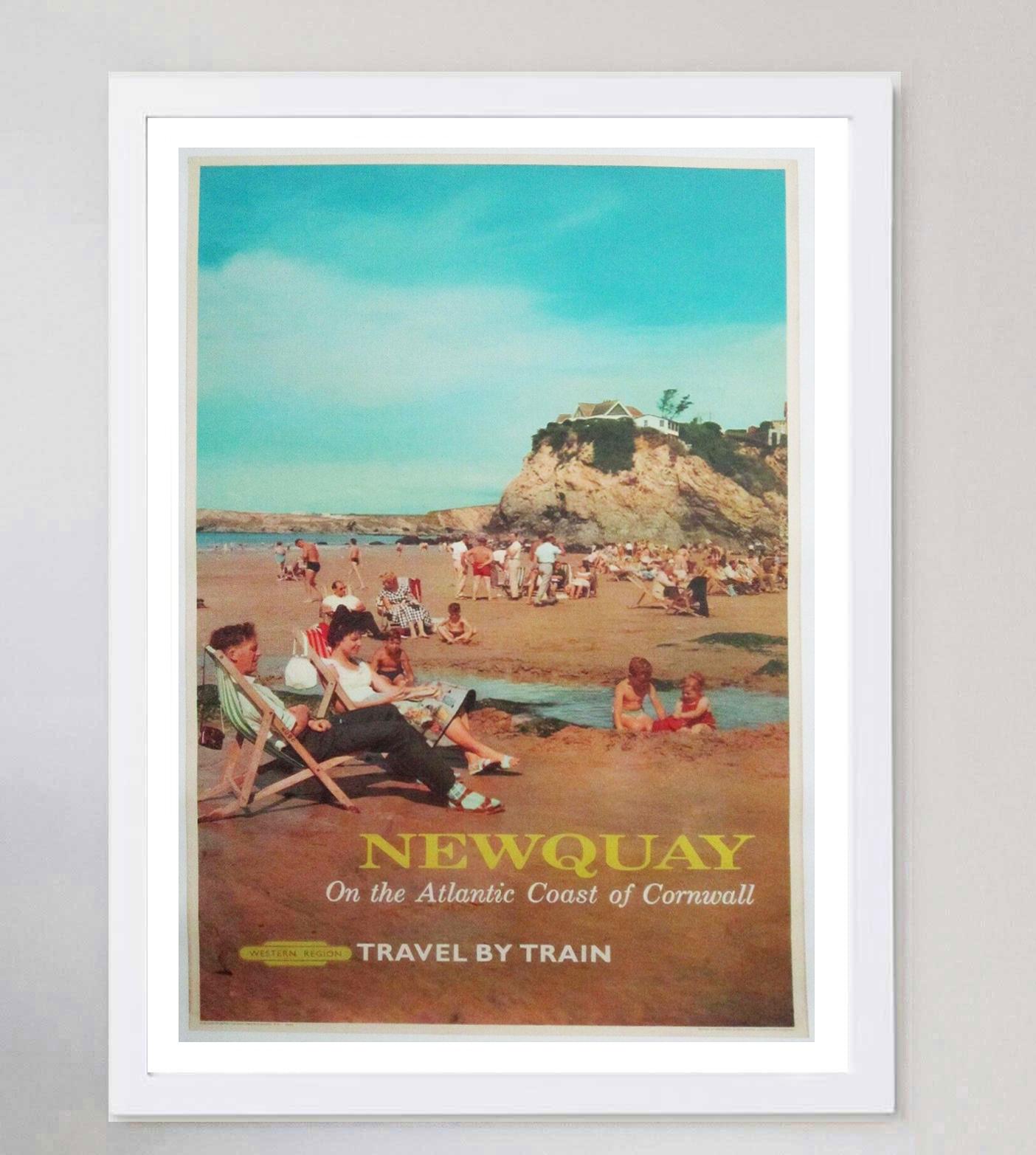 Mid-20th Century 1962 Newquay - Travel by Train - British Railways Original Vintage Poster For Sale
