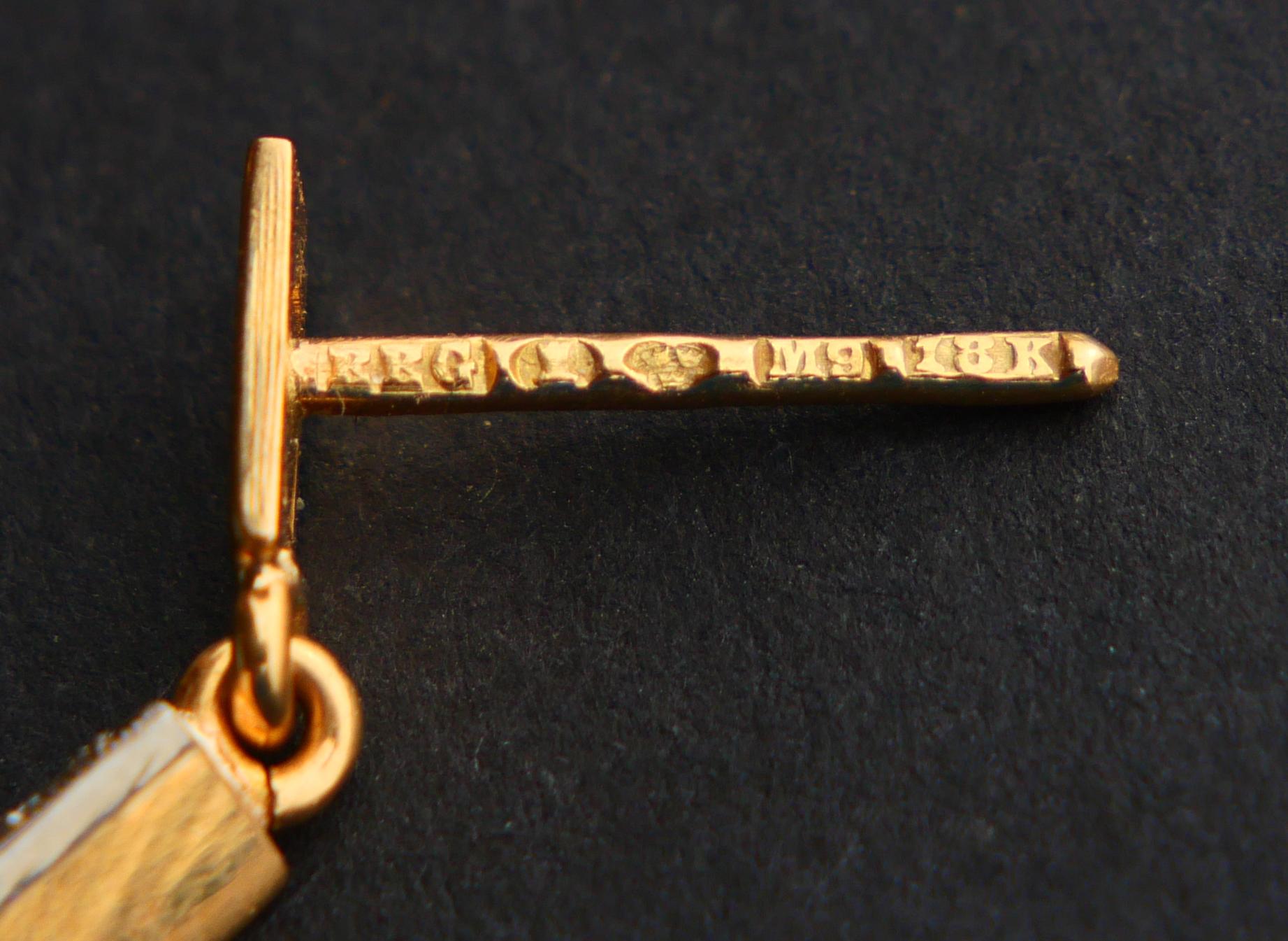 1962 Nordic Stud Earrings Diamonds solid 18K Gold Platinum / 3.7gr. For Sale 5
