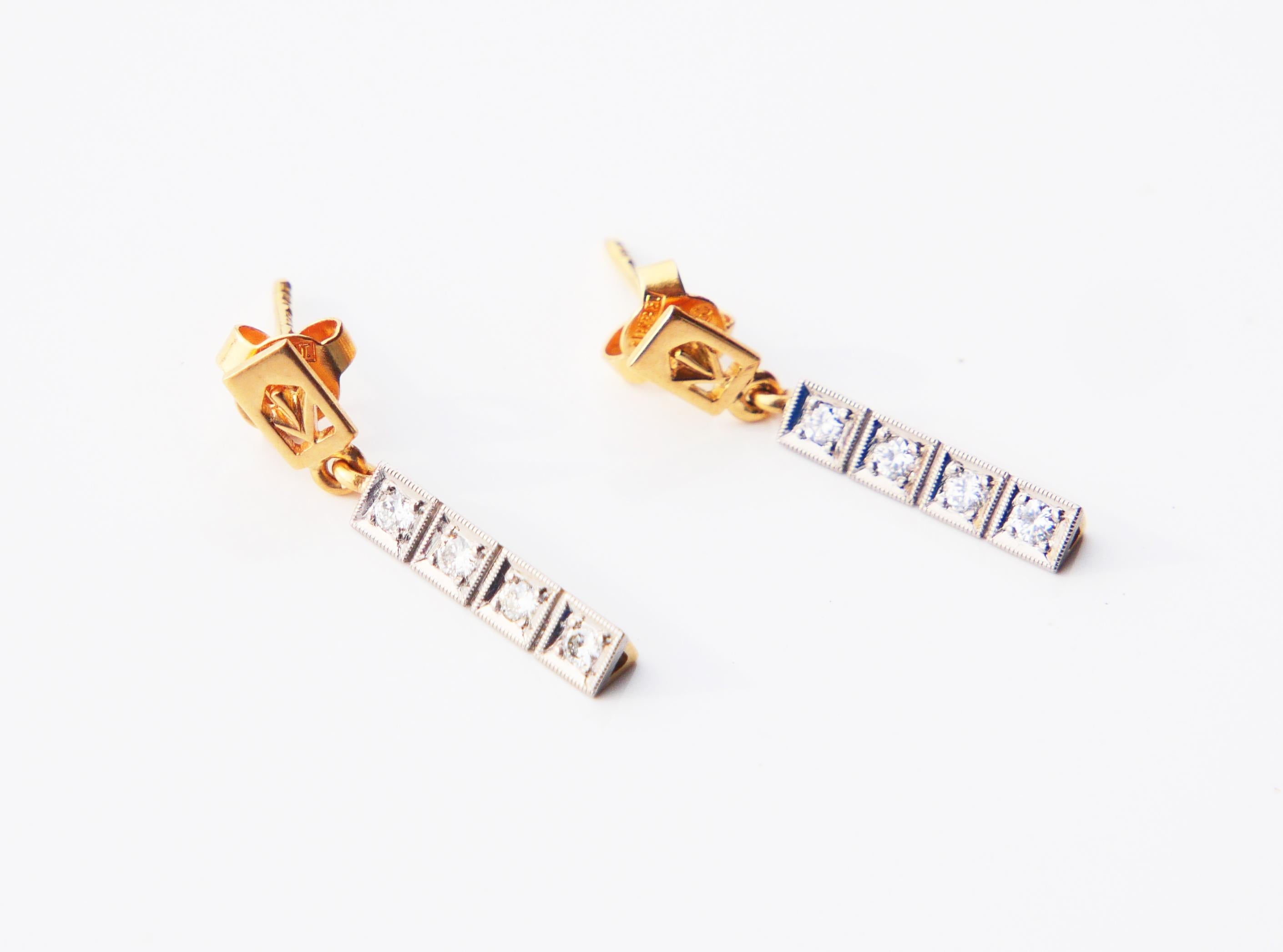 Brilliant Cut 1962 Nordic Stud Earrings Diamonds solid 18K Gold Platinum / 3.7gr. For Sale
