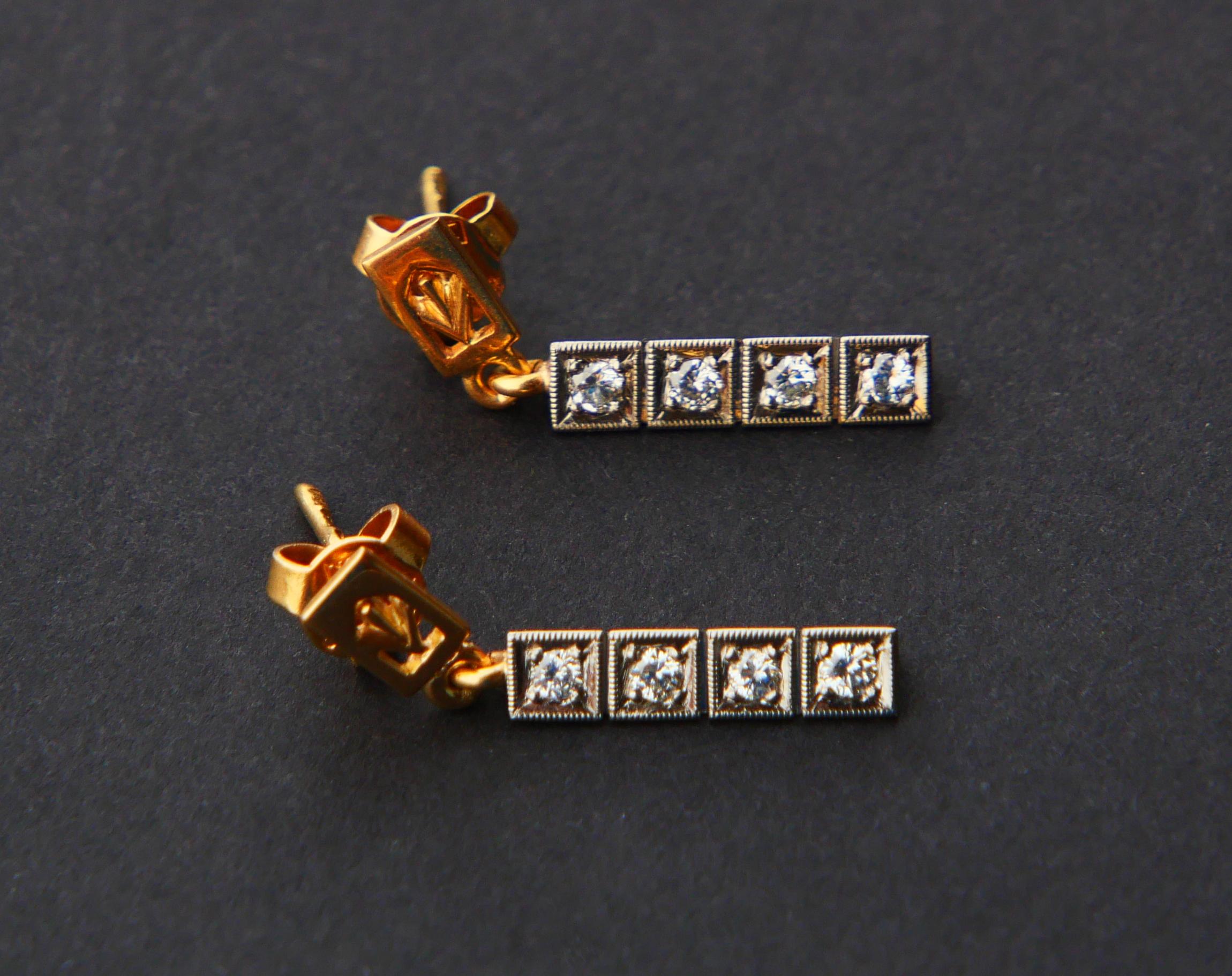 1962 Nordic Stud Earrings Diamonds solid 18K Gold Platinum / 3.7gr. For Sale 2