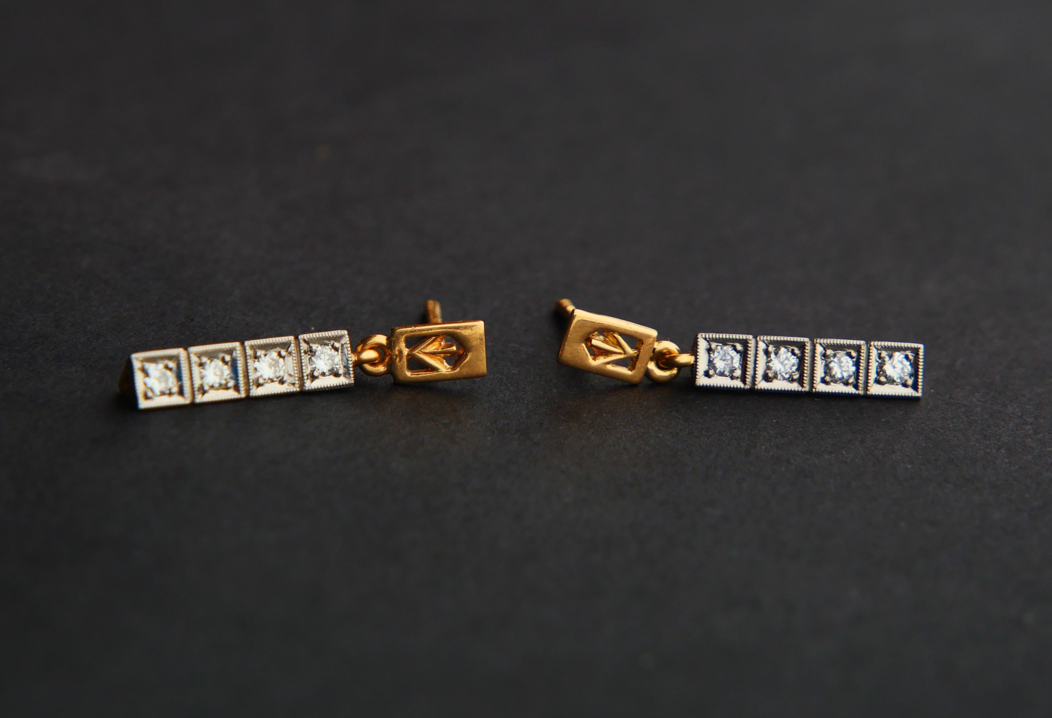 1962 Nordic Stud Earrings Diamonds solid 18K Gold Platinum / 3.7gr. For Sale 3