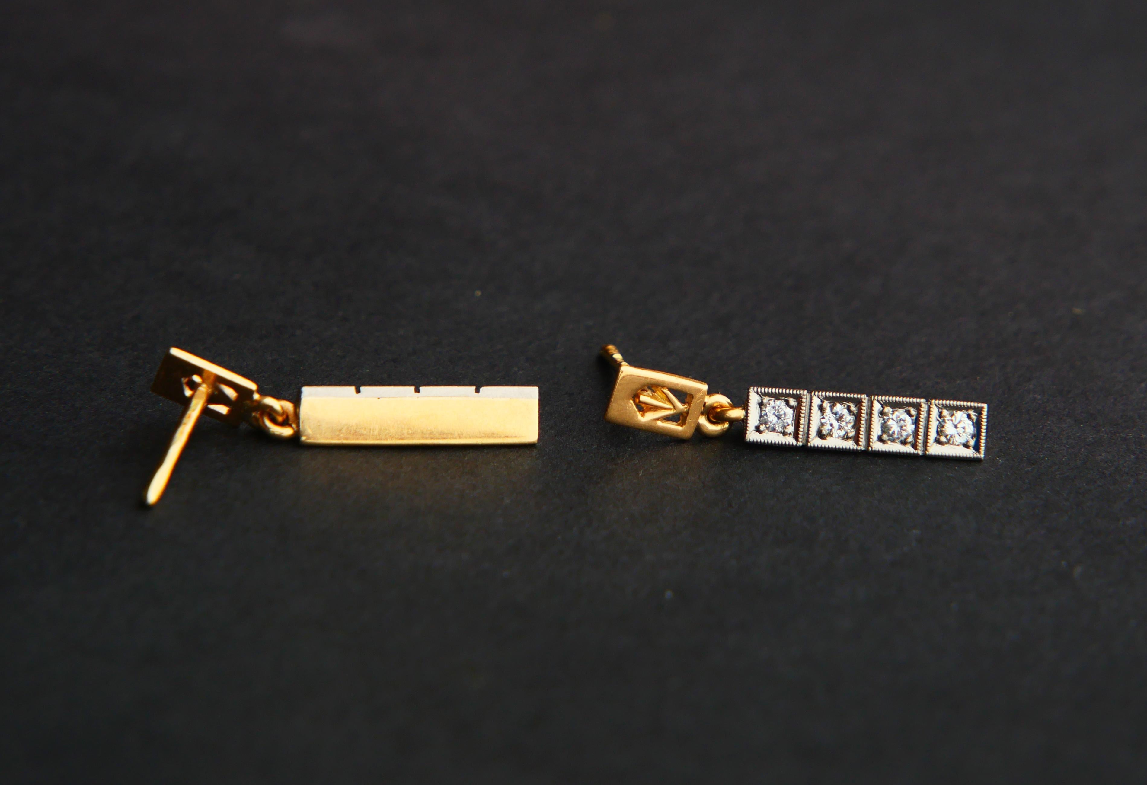 1962 Nordic Stud Earrings Diamonds solid 18K Gold Platinum / 3.7gr. For Sale 4