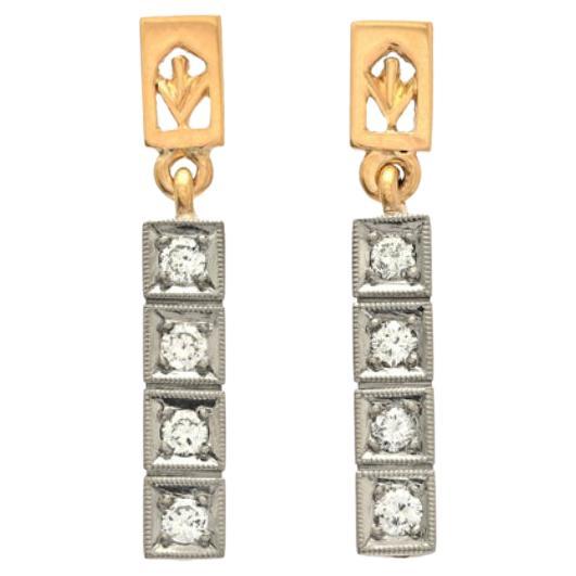 1962 Nordic Stud Earrings Diamonds solid 18K Gold Platinum / 3.7gr.