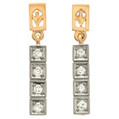 1962 Boucles d'oreilles nordiques Diamants or massif 18K Platine / 3.7gr.