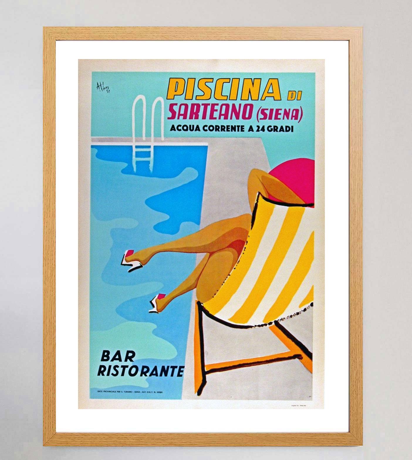 Piscina di Sarteano Original-Vintage-Poster, 1962 (Moderne der Mitte des Jahrhunderts) im Angebot