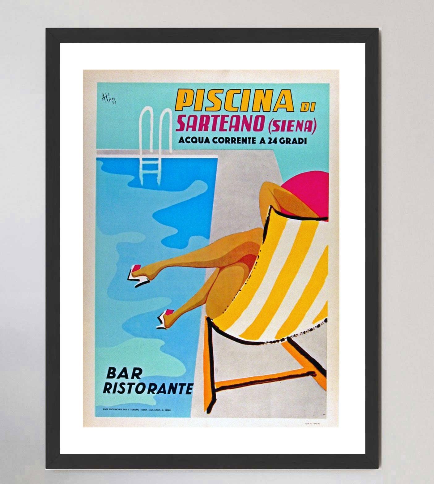 1962 Piscina Di Sarteano Original Vintage Poster In Good Condition For Sale In Winchester, GB