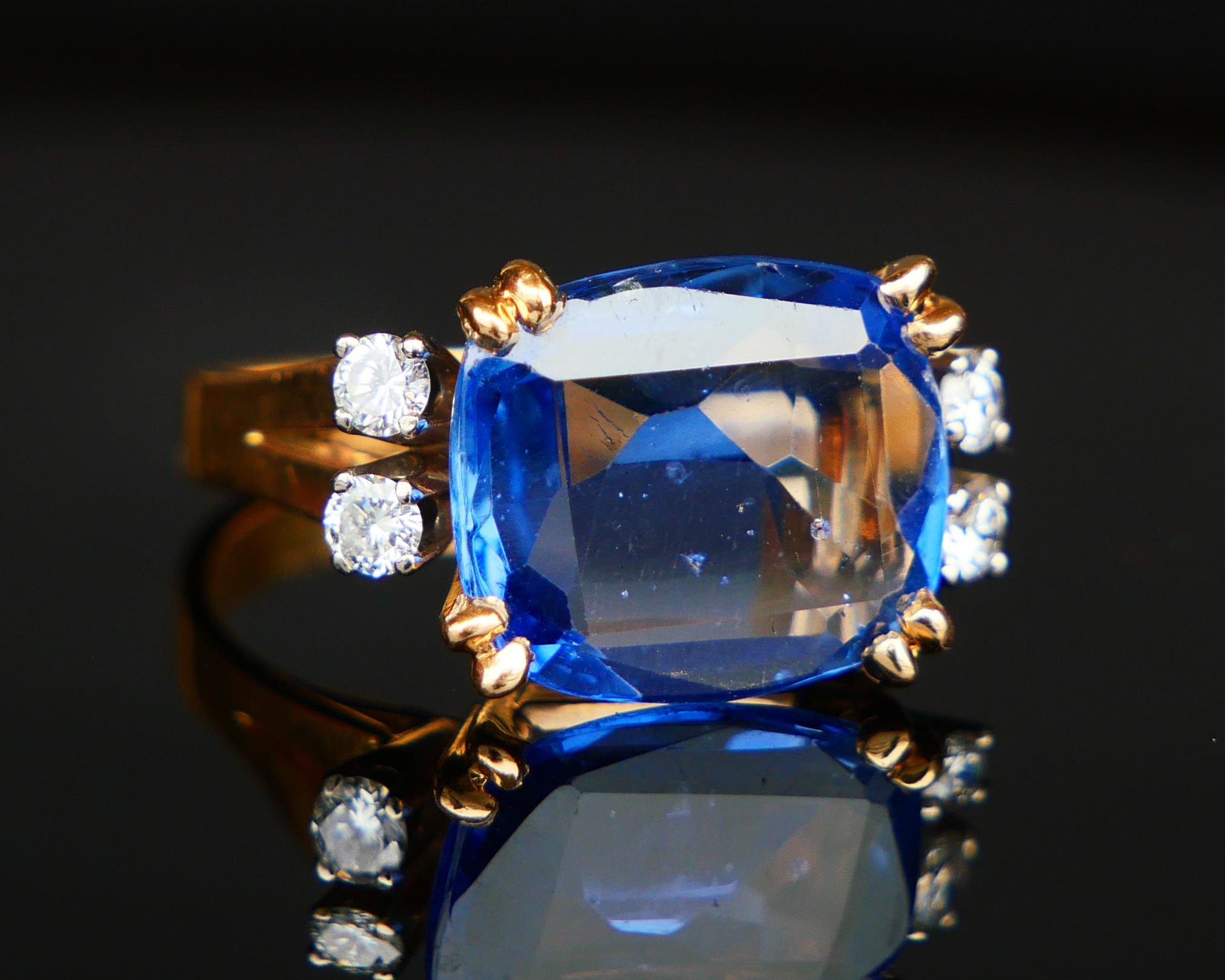 1962 Ring natürlich 8ct Kornblume Saphir Diamant massiv 18K Gold ØUS6.25/ 6.5gr im Angebot 5