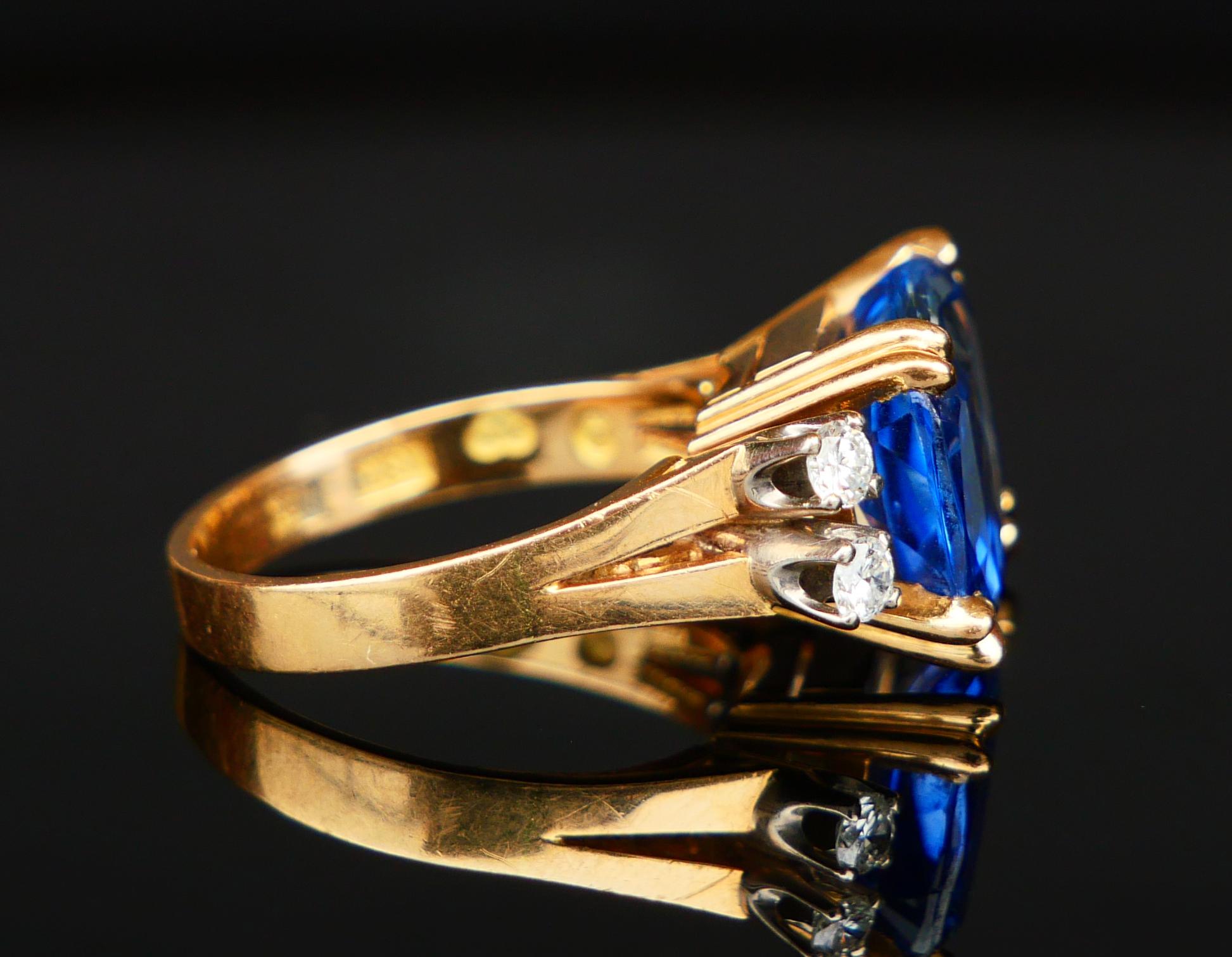 1962 Ring natürlich 8ct Kornblume Saphir Diamant massiv 18K Gold ØUS6.25/ 6.5gr im Angebot 6