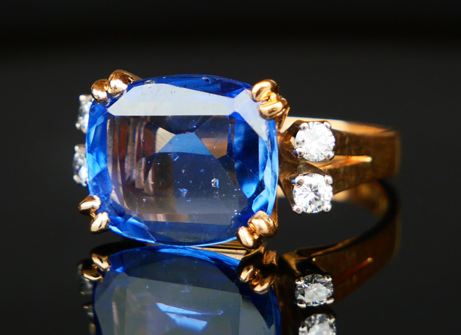1962 Ring natürlich 8ct Kornblume Saphir Diamant massiv 18K Gold ØUS6.25/ 6.5gr im Angebot 8