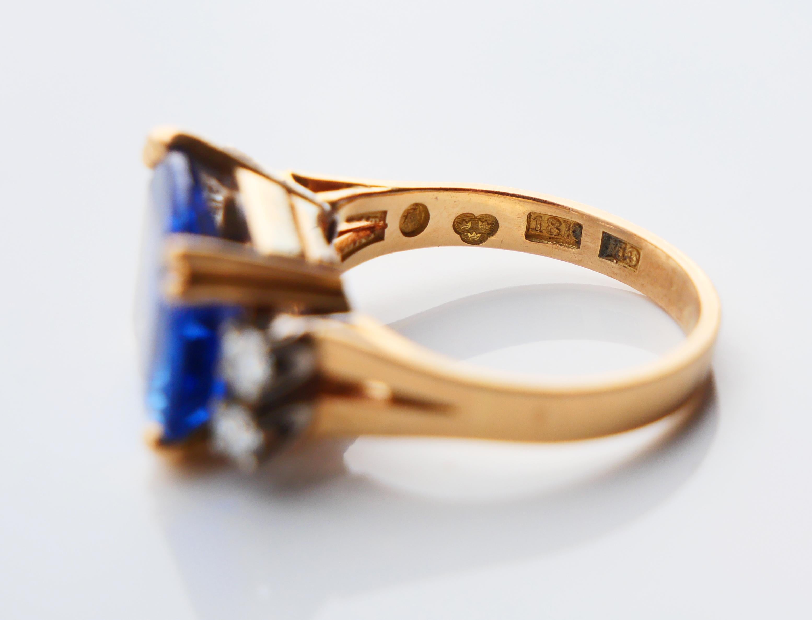1962 Ring natürlich 8ct Kornblume Saphir Diamant massiv 18K Gold ØUS6.25/ 6.5gr im Angebot 10
