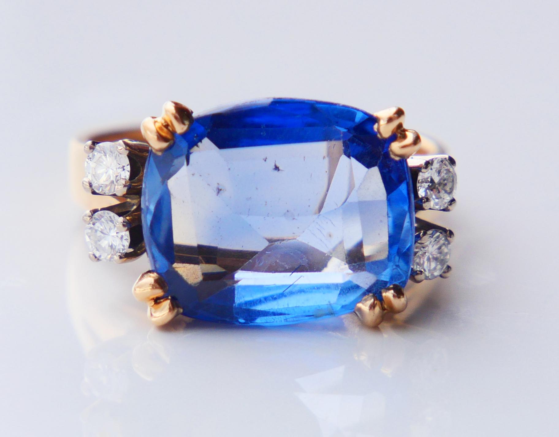 1962 Ring natürlich 8ct Kornblume Saphir Diamant massiv 18K Gold ØUS6.25/ 6.5gr (Retro) im Angebot