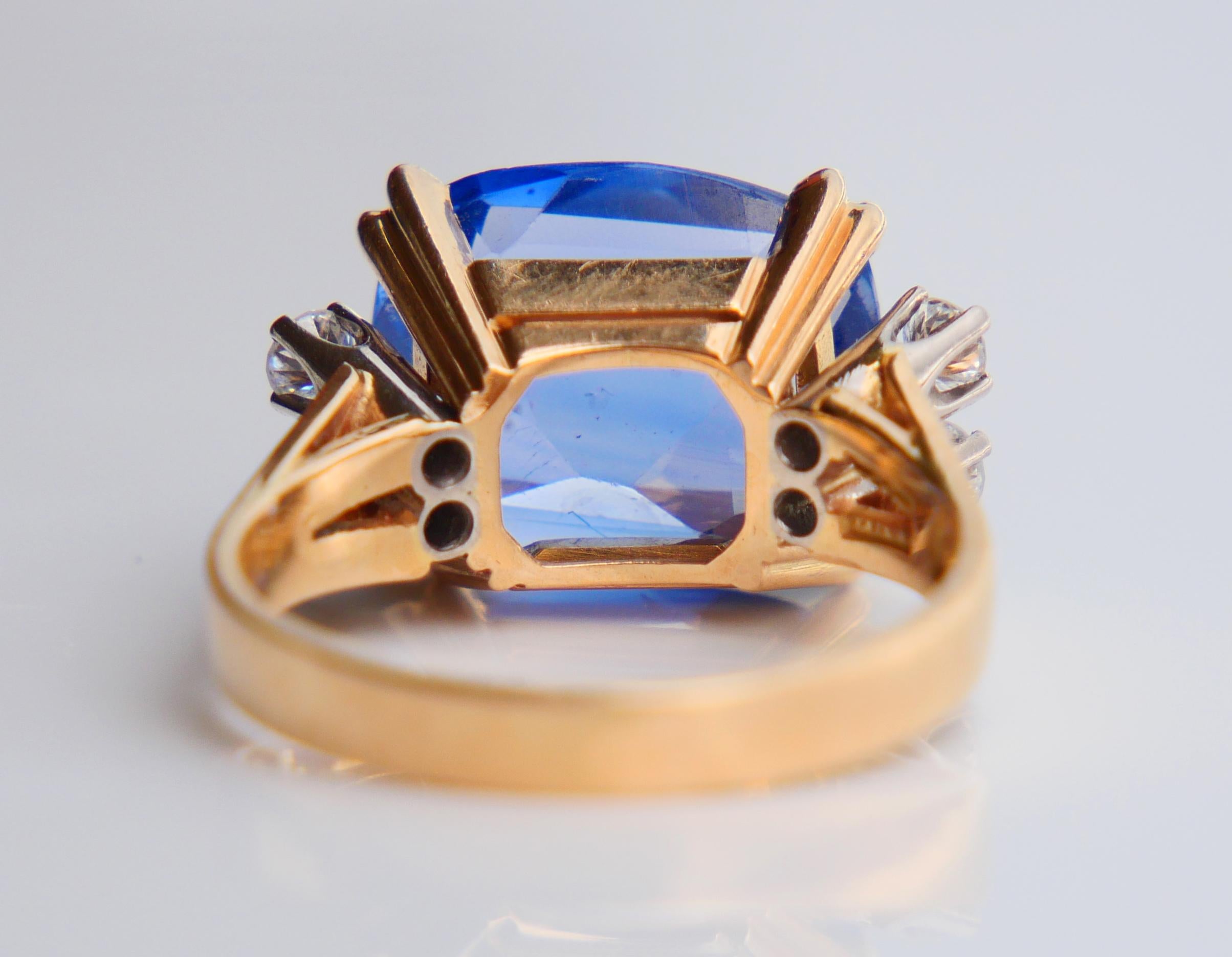 1962 Ring natürlich 8ct Kornblume Saphir Diamant massiv 18K Gold ØUS6.25/ 6.5gr Damen im Angebot