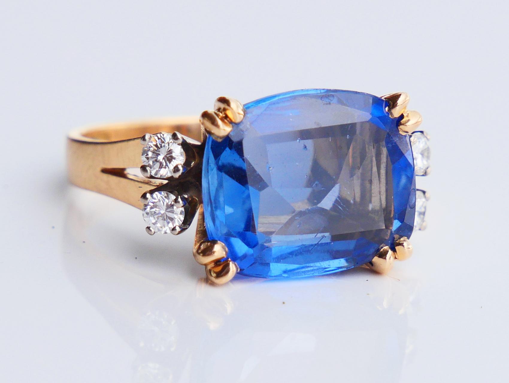1962 Ring natürlich 8ct Kornblume Saphir Diamant massiv 18K Gold ØUS6.25/ 6.5gr im Angebot 1