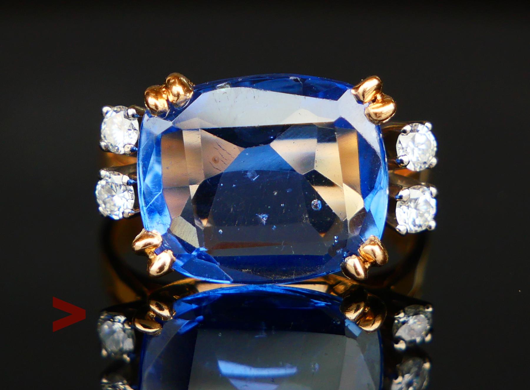 1962 Ring natürlich 8ct Kornblume Saphir Diamant massiv 18K Gold ØUS6.25/ 6.5gr im Angebot 2