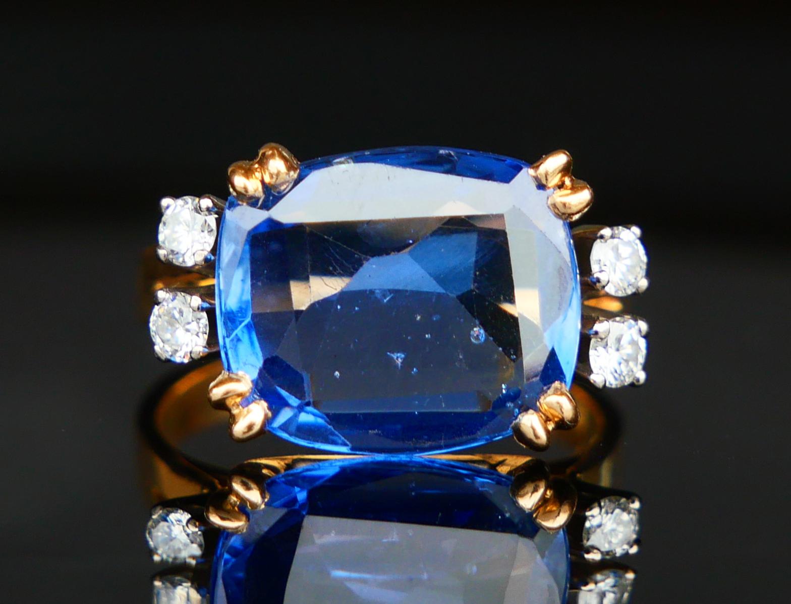 1962 Ring natürlich 8ct Kornblume Saphir Diamant massiv 18K Gold ØUS6.25/ 6.5gr im Angebot 3