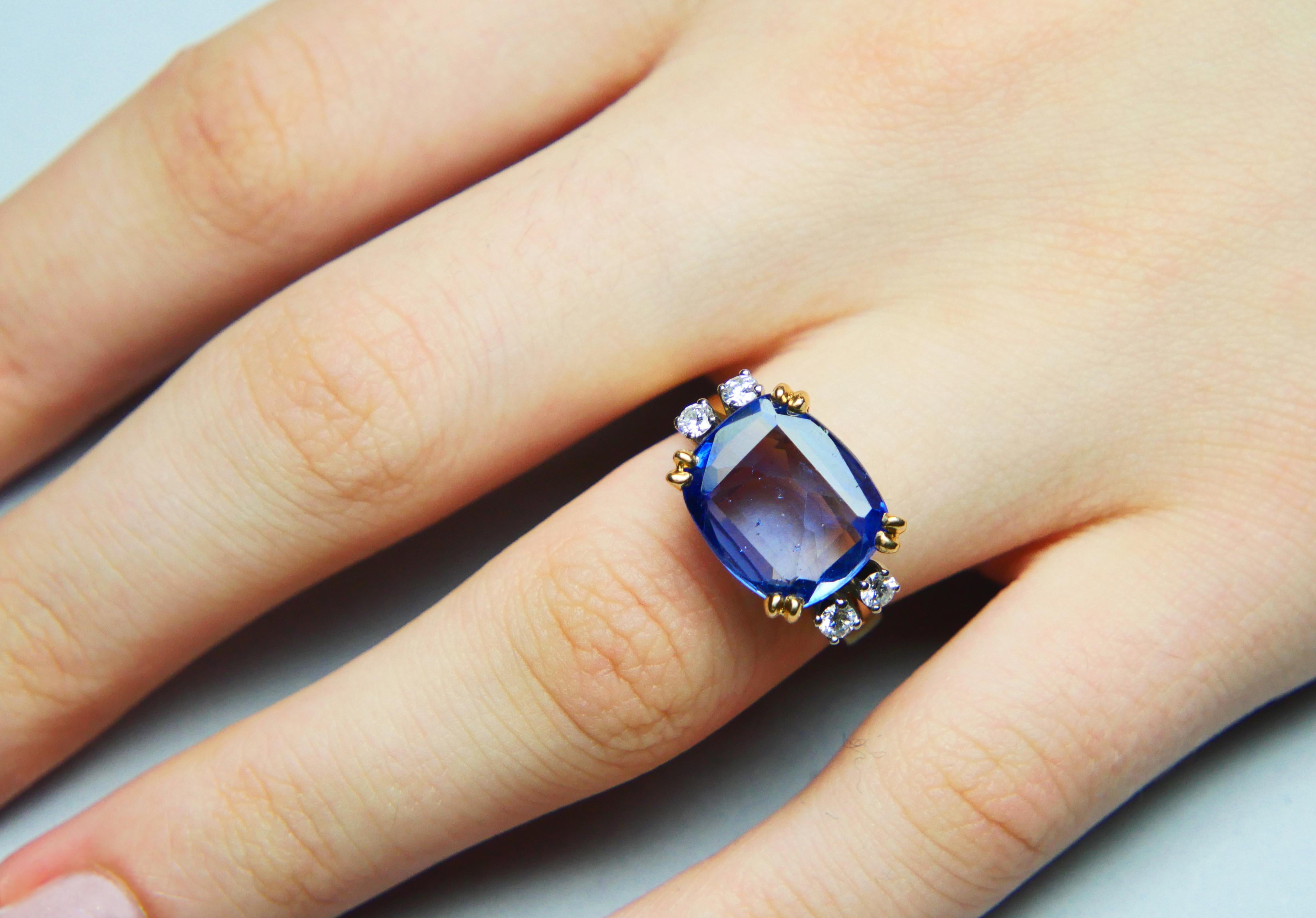 1962 Ring natürlich 8ct Kornblume Saphir Diamant massiv 18K Gold ØUS6.25/ 6.5gr im Angebot 2