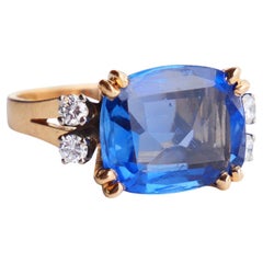 1962 Ring natural 8ct Cornflower Sapphire Diamond solid 18K Gold ØUS6.25/ 6.5gr