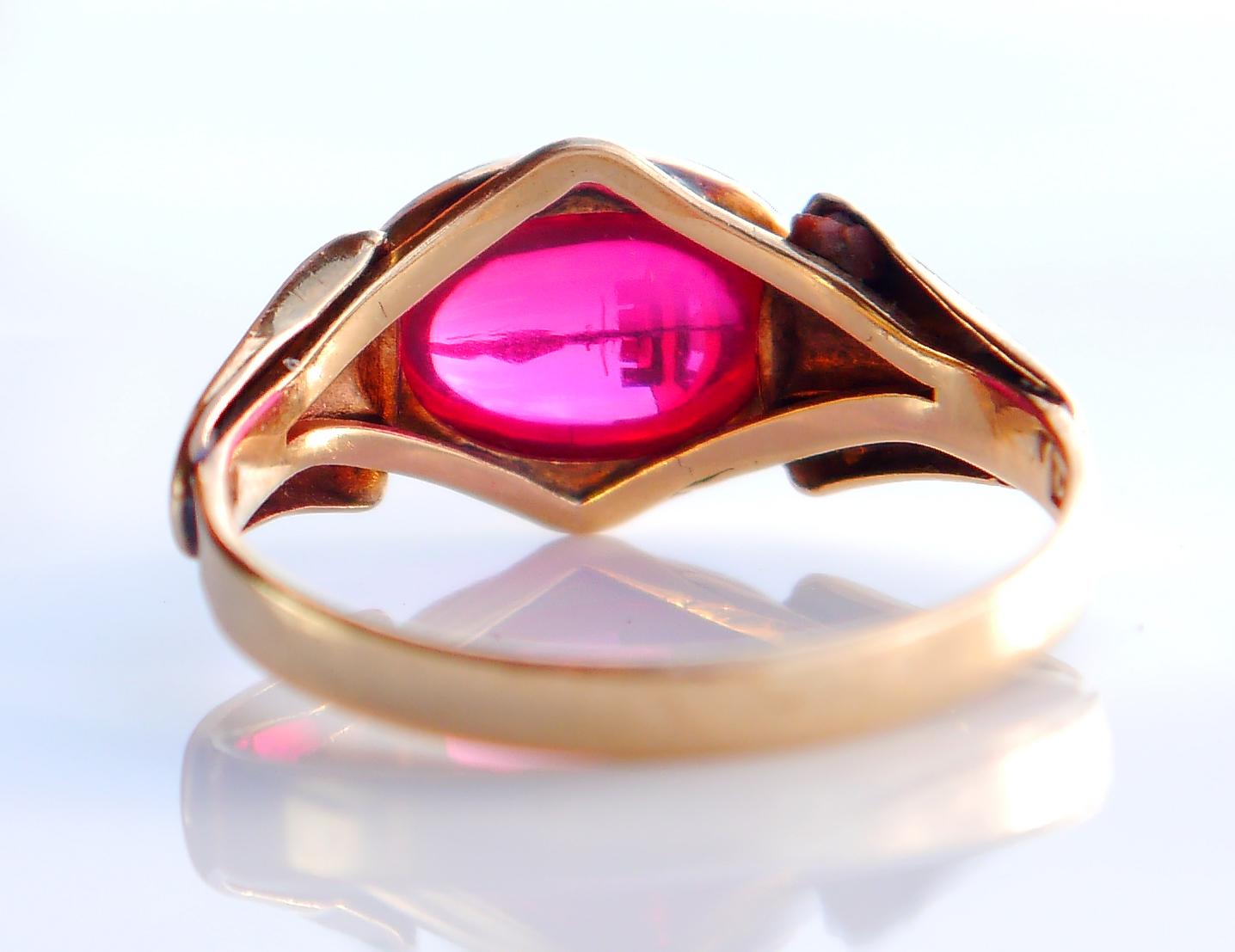 1962 Bague Rubis massif Or jaune 18K Ø 5US / 1.9gr en vente 5