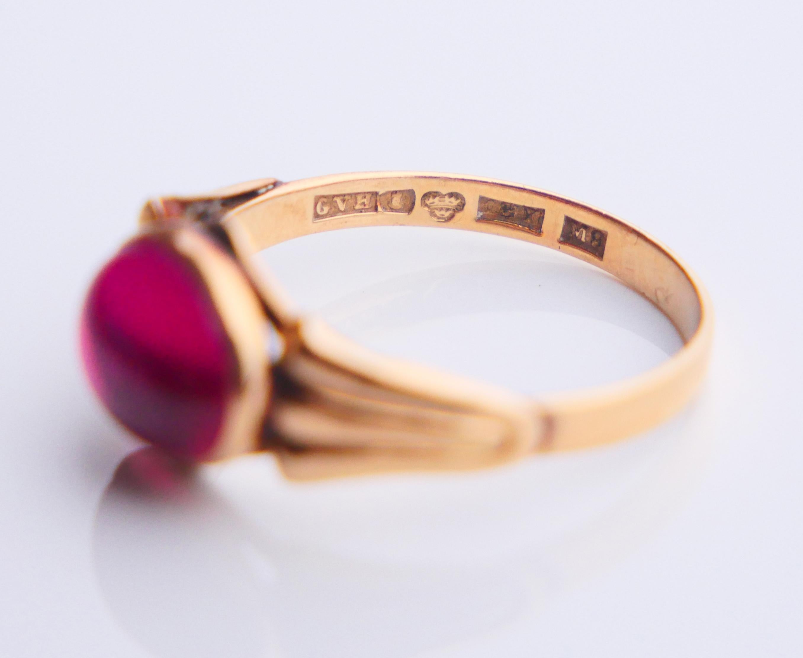 1962 Bague Rubis massif Or jaune 18K Ø 5US / 1.9gr en vente 9