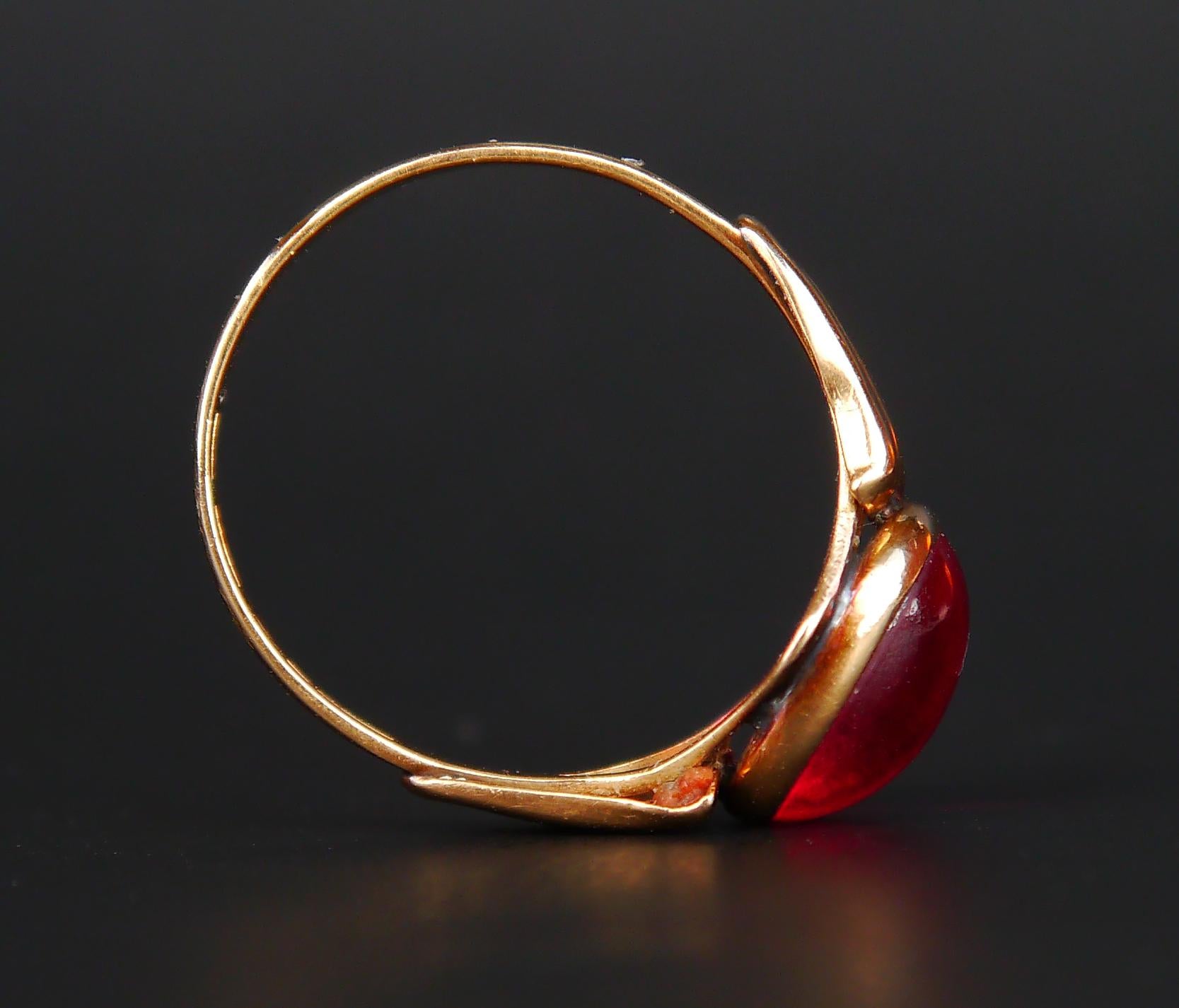 1962 Bague Rubis massif Or jaune 18K Ø 5US / 1.9gr Pour femmes en vente