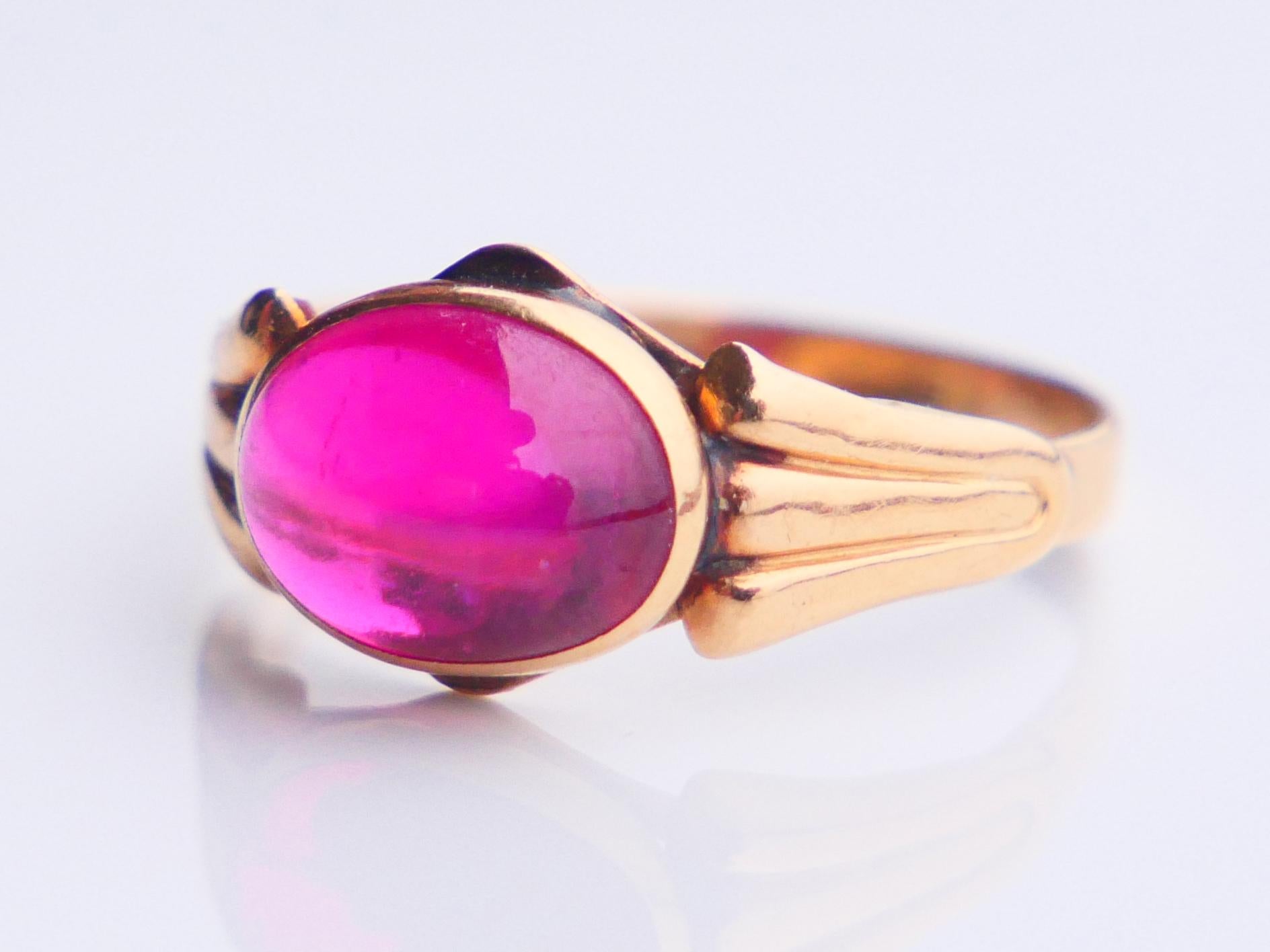 1962 Bague Rubis massif Or jaune 18K Ø 5US / 1.9gr en vente 3