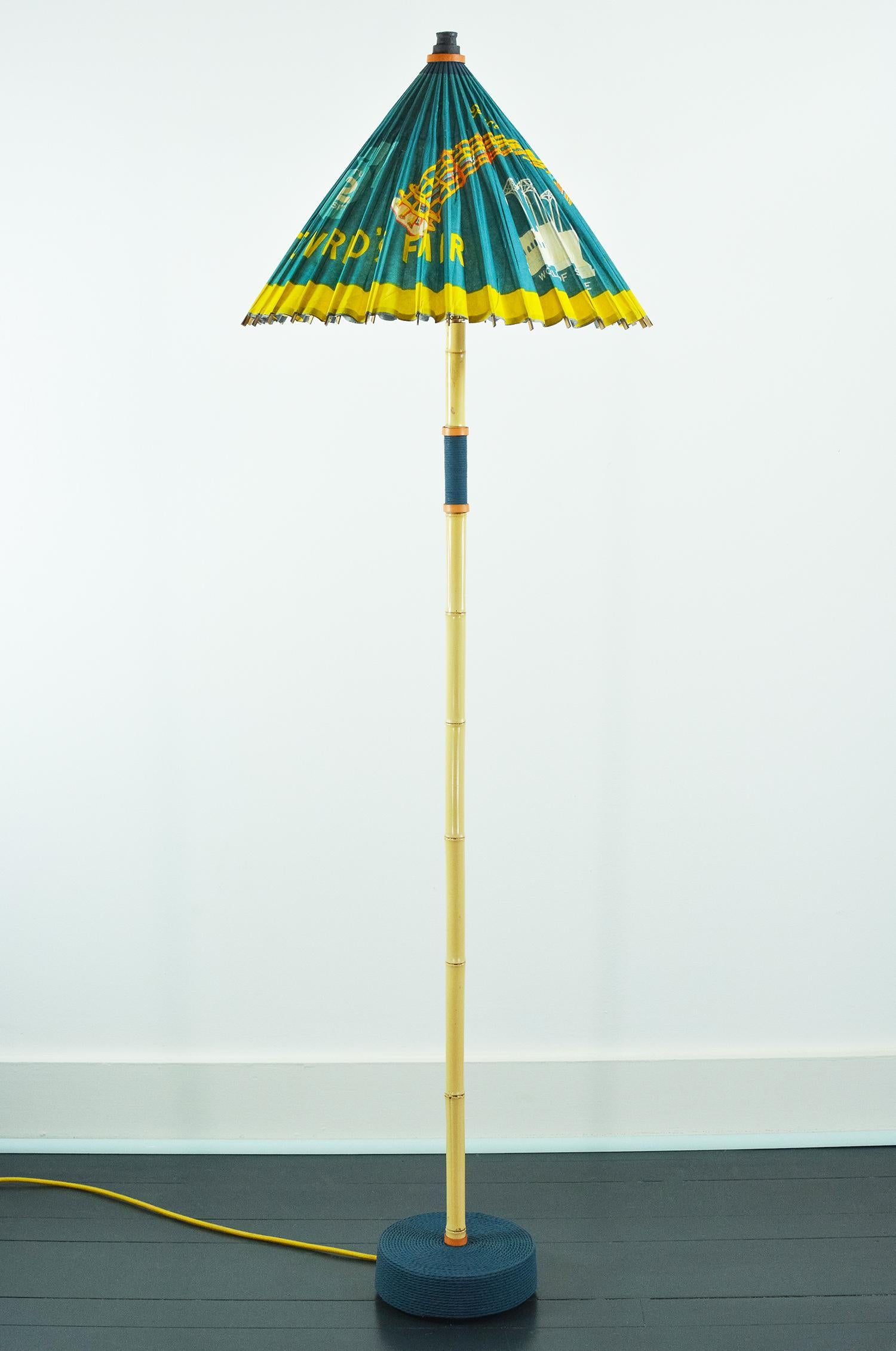 The World’s Fair Collection is a family of fixtures handmade from sustainably sourced materials and upcycled antique paper parasols given to visitors at the 20th century’s most illustrious cultural expo.

Model No. 002 features a rice-paper shade