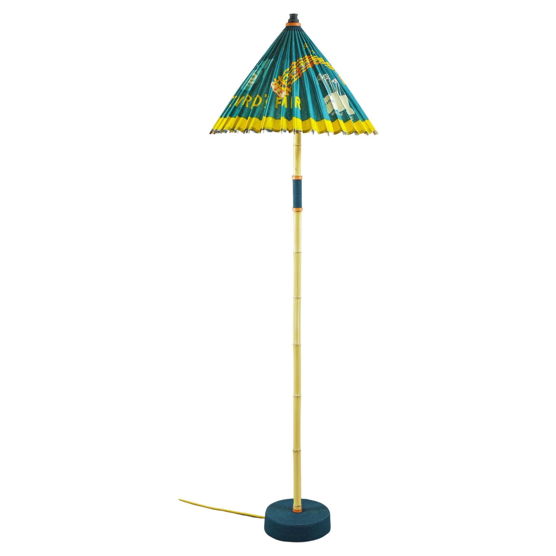 Seattle 'World's Fair' Bamboo Lamp with Parasol Shade by Christopher Tennant For Sale