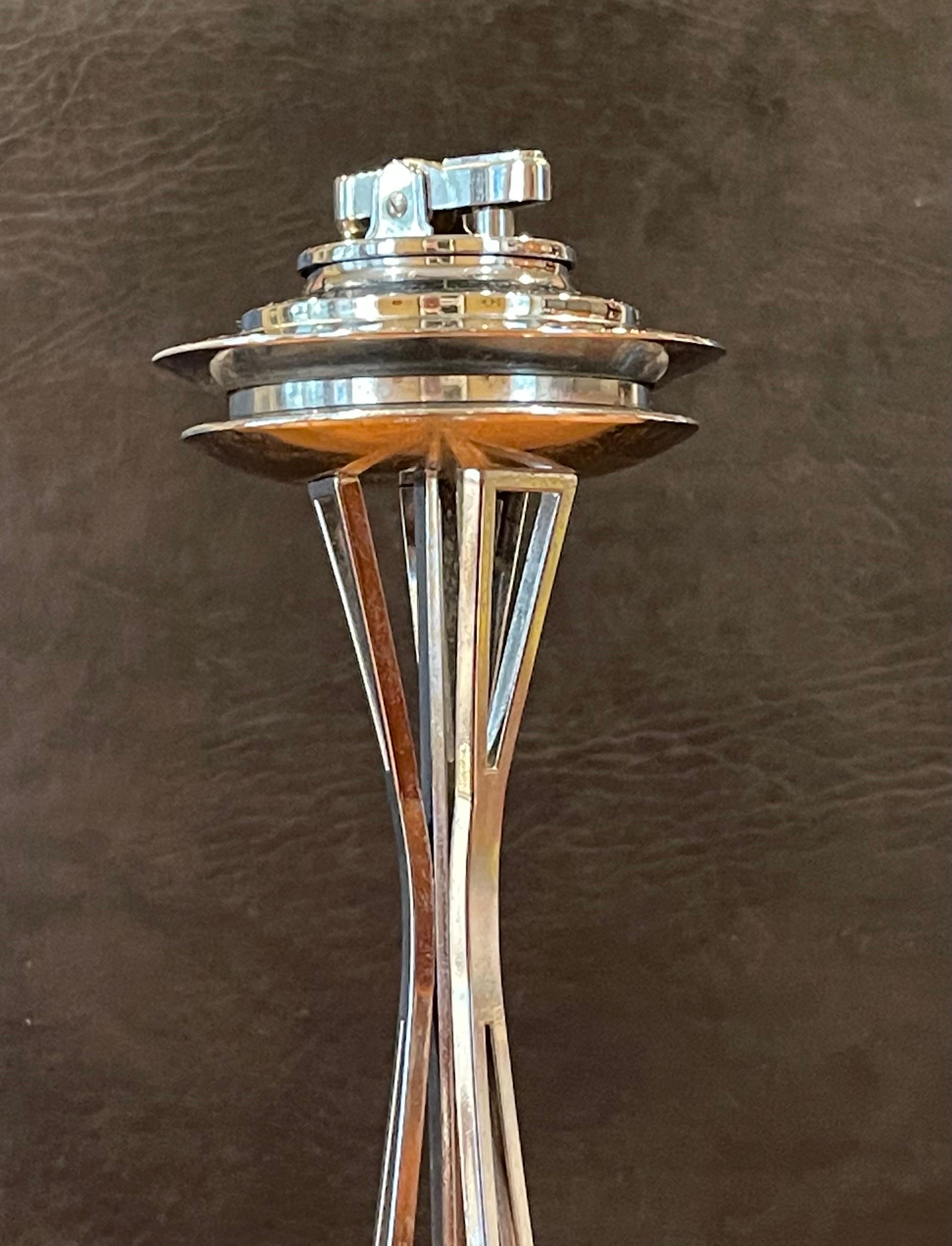 Mid-Century Modern 1962 Seattle World's Fair Space Needle Table Lighter in Chrome For Sale
