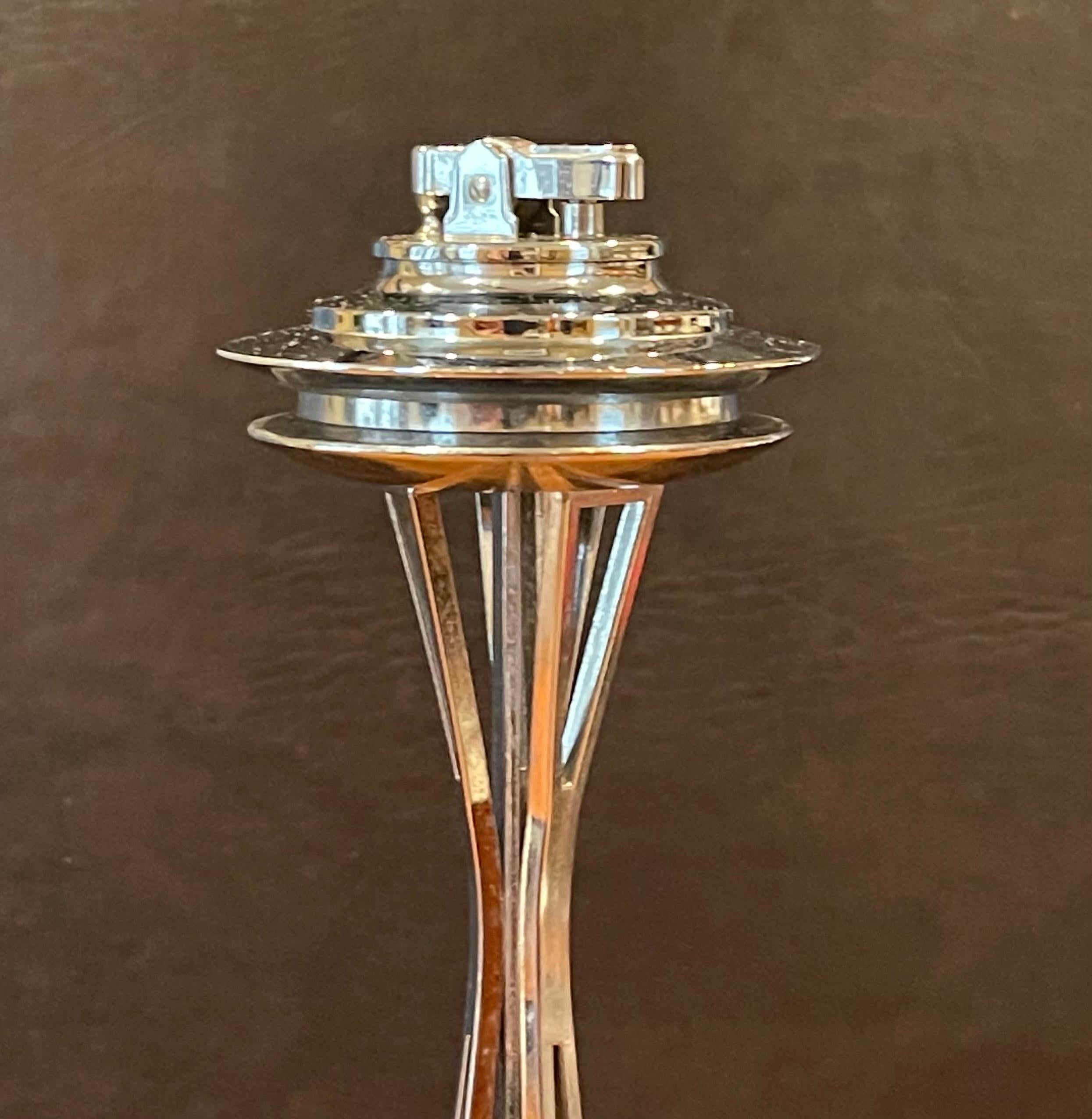 Japanese 1962 Seattle World's Fair Space Needle Table Lighter in Chrome For Sale