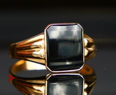 1962 Signet Men Ring 4 ct natural Onyx solid 18K Gold Ø 12.75 US / 3.52gr