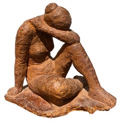 1962 Terracotta Nude Sculpture of a Woman Signed