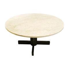 Vintage Round Table, Stained Beech and Breccia Marbel by Alfons Milà, Barcelona