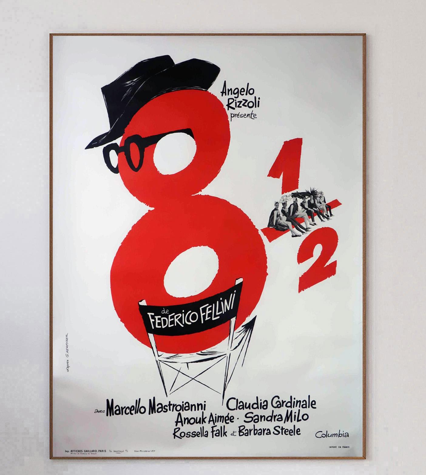 1963 8 1/2 (French) Original Vintage Poster In Good Condition For Sale In Winchester, GB