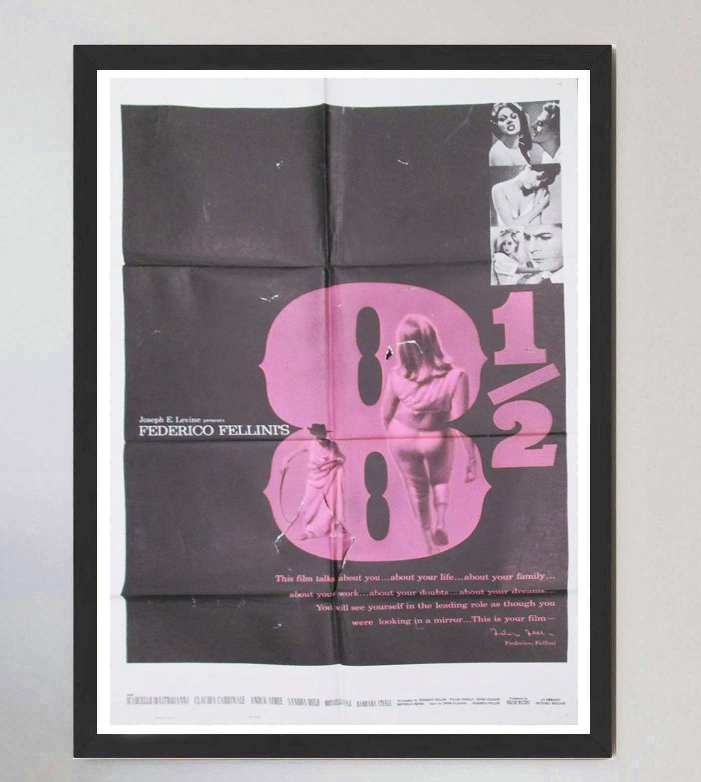 1963 8 1/2 Cartel Vintage Original mediados del siglo XX en venta