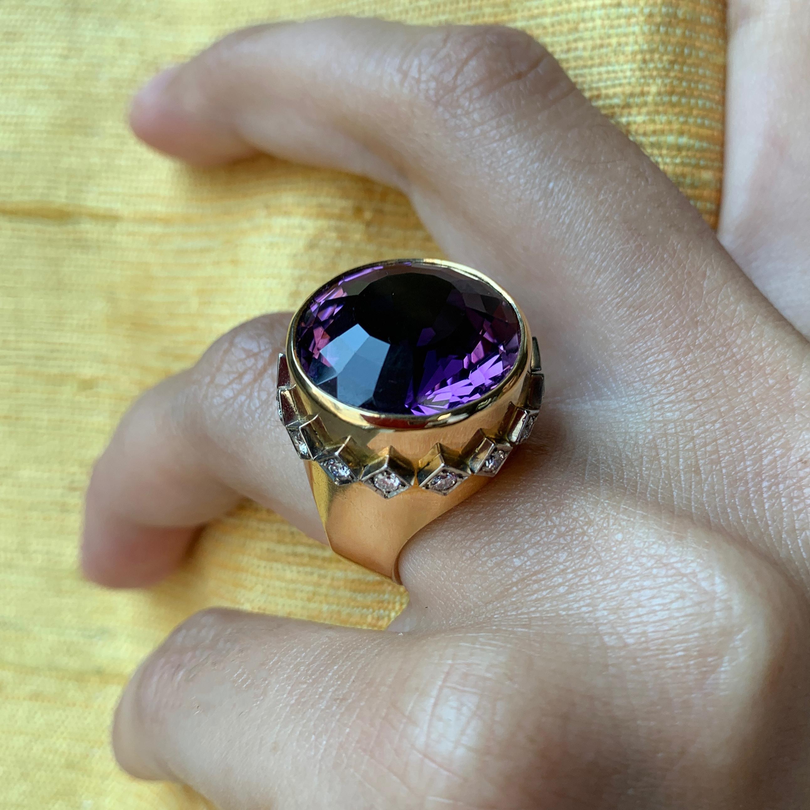 1963 Birger Pellas Amethyst Diamond And Gold Ring For Sale At 1stdibs