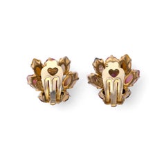 1963 Christian Dior Pink and Red Prong Set Gemstone Earrings